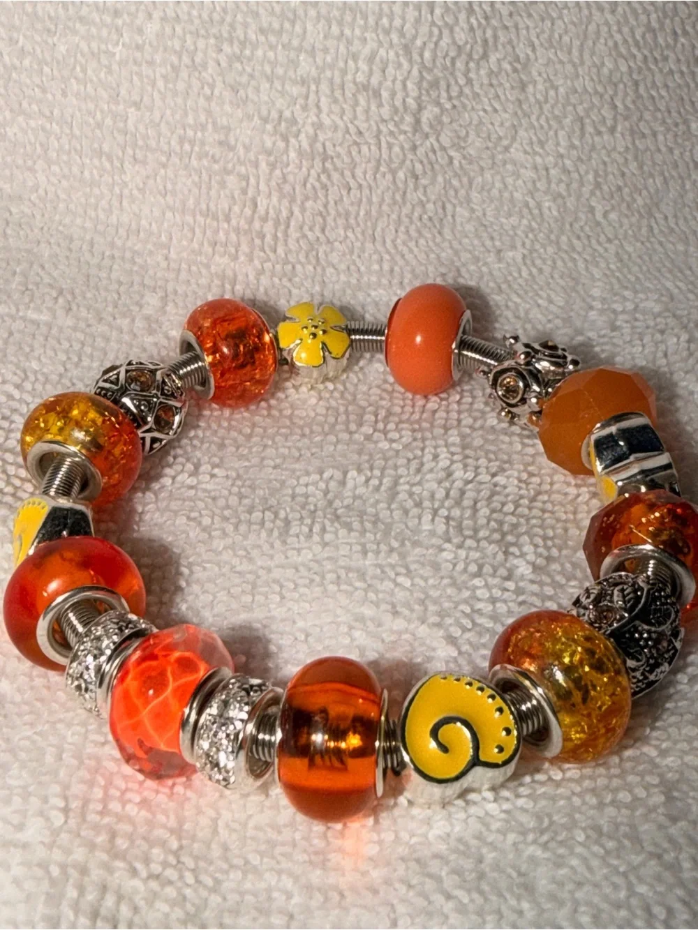 Orange Bead Charm Bracelet for Women